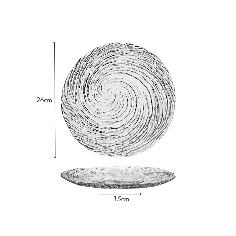 Creative Threaded Glass Dinner Plate Dessert Plate Snack Plate Fruit Salad Plates Pasta Plates Restaurant Specialty Tableware