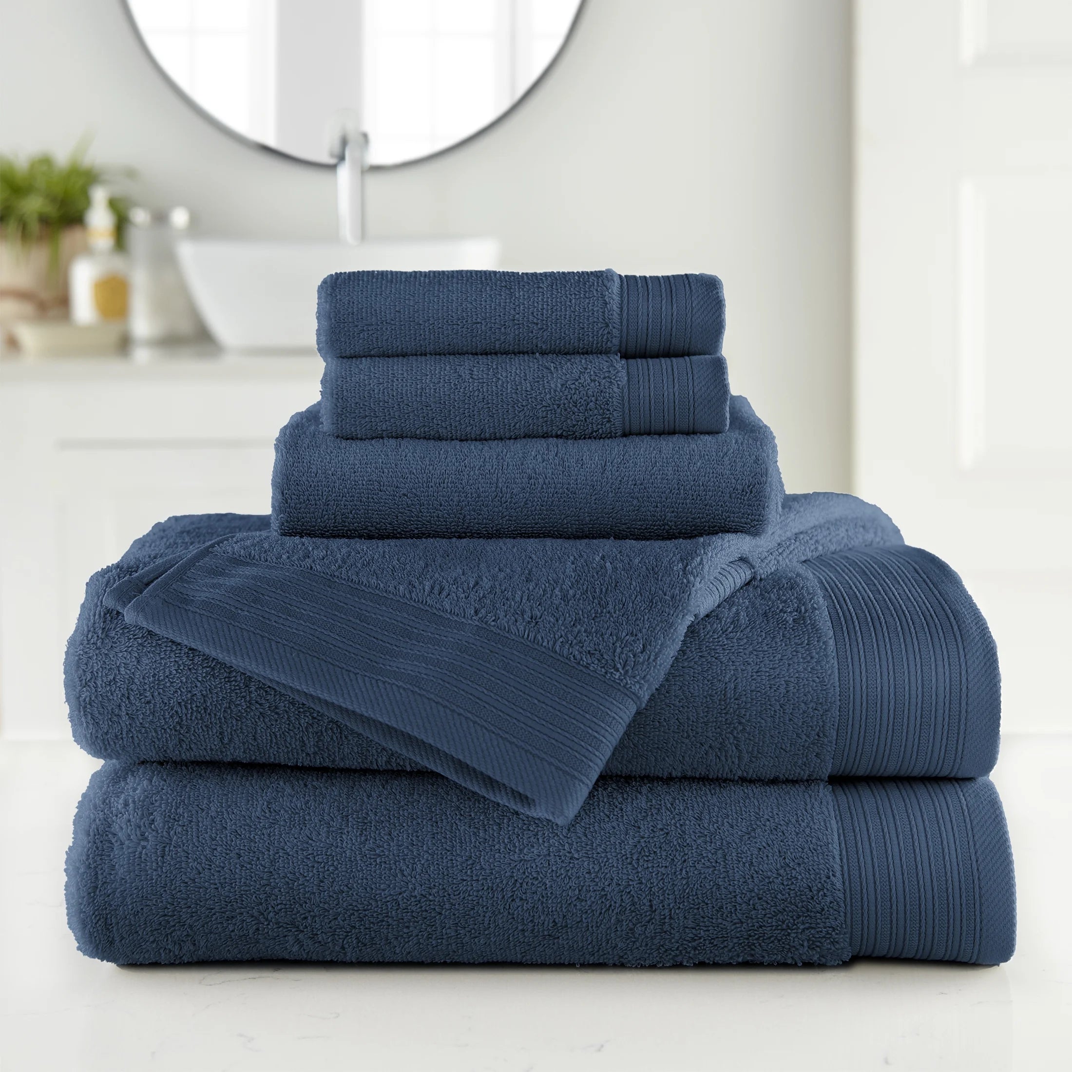 100% Organic Cotton Luxury 6-Piece Towel Set, Marine Deep