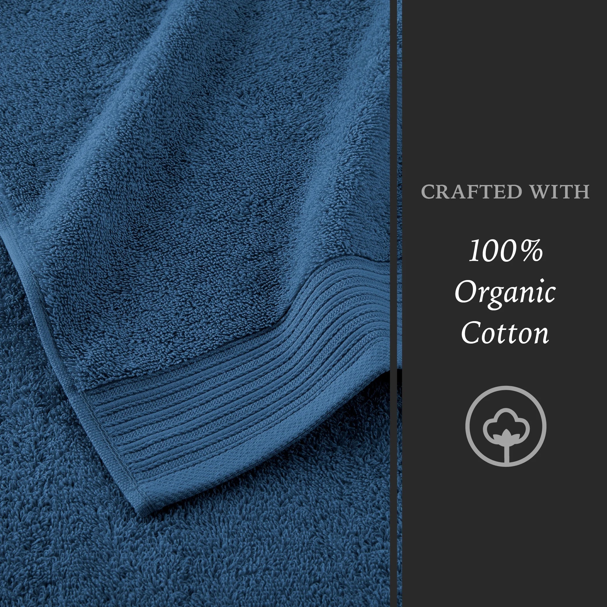 100% Organic Cotton Luxury 6-Piece Towel Set, Marine Deep