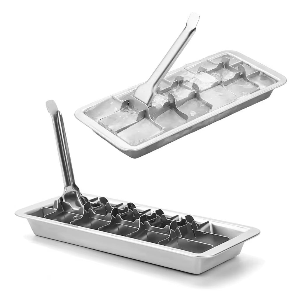 18-Slot Stainless Steel Ice Cube Tray with Easy Release Handle - Removable, Dishwasher Safe Ice Mold for Home, Bar & Kitchen