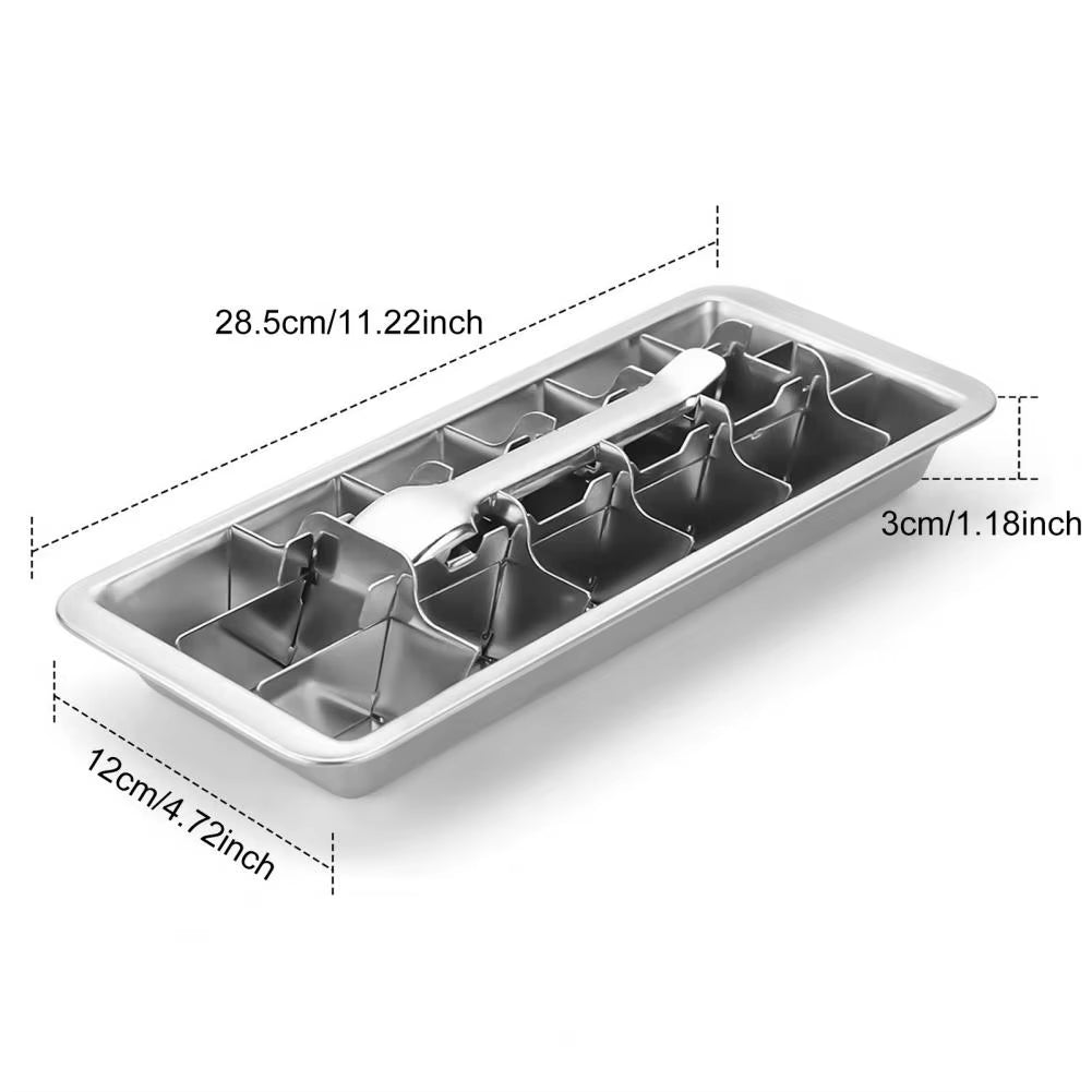 18-Slot Stainless Steel Ice Cube Tray with Easy Release Handle - Removable, Dishwasher Safe Ice Mold for Home, Bar & Kitchen