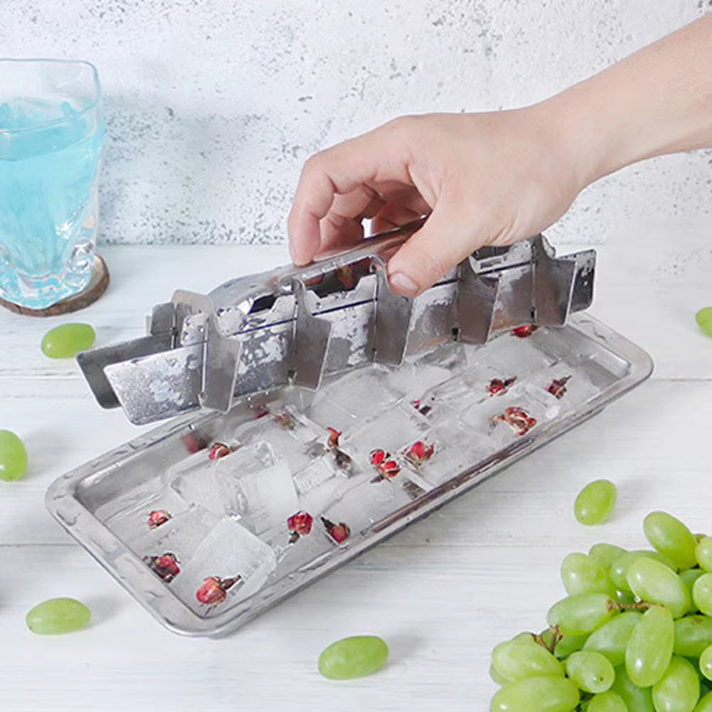 18-Slot Stainless Steel Ice Cube Tray with Easy Release Handle - Removable, Dishwasher Safe Ice Mold for Home, Bar & Kitchen