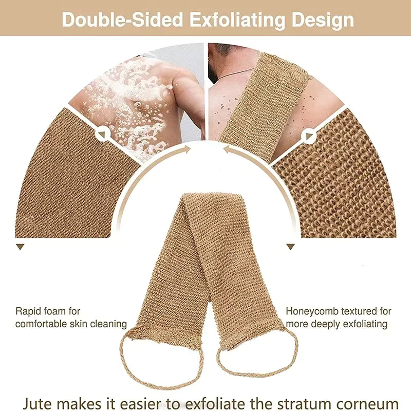 Natural Jute Body Exfoliator, Back Strap and Glove