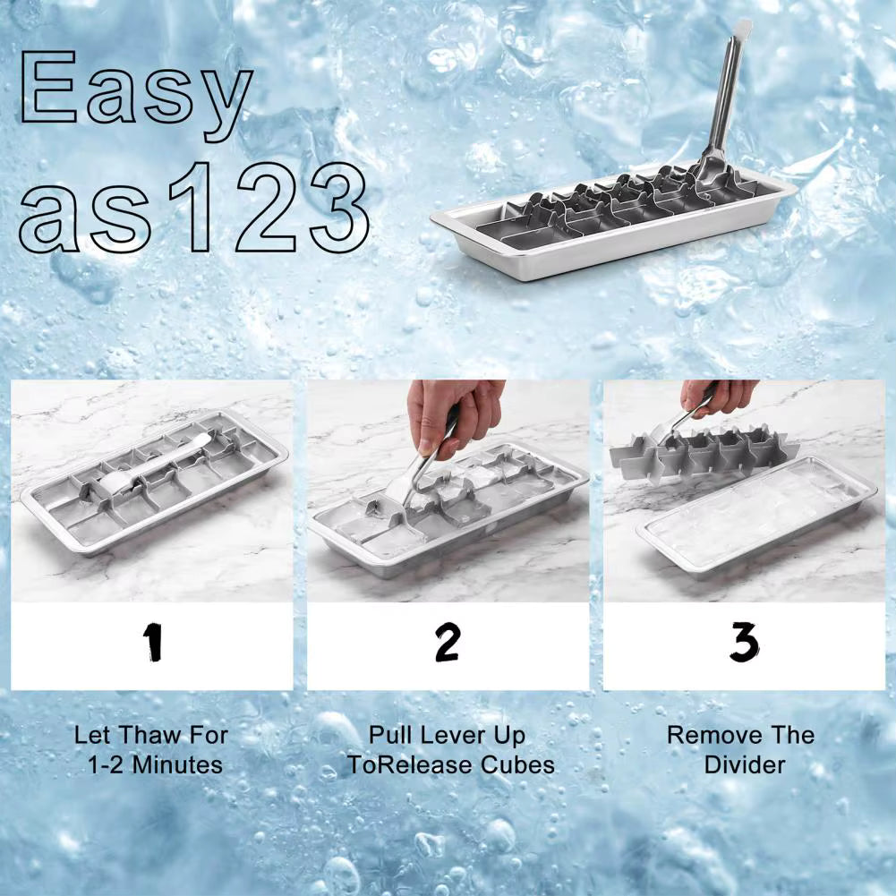 Stainless Steel Ice Cube Tray with Easy Release Handle