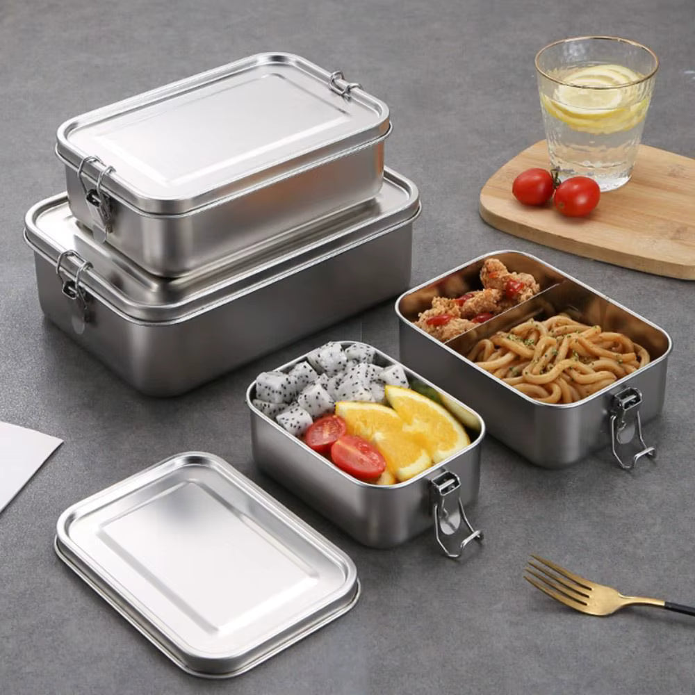 Stainless Steel Food Containers and Lunch Boxes (Various Sizes)