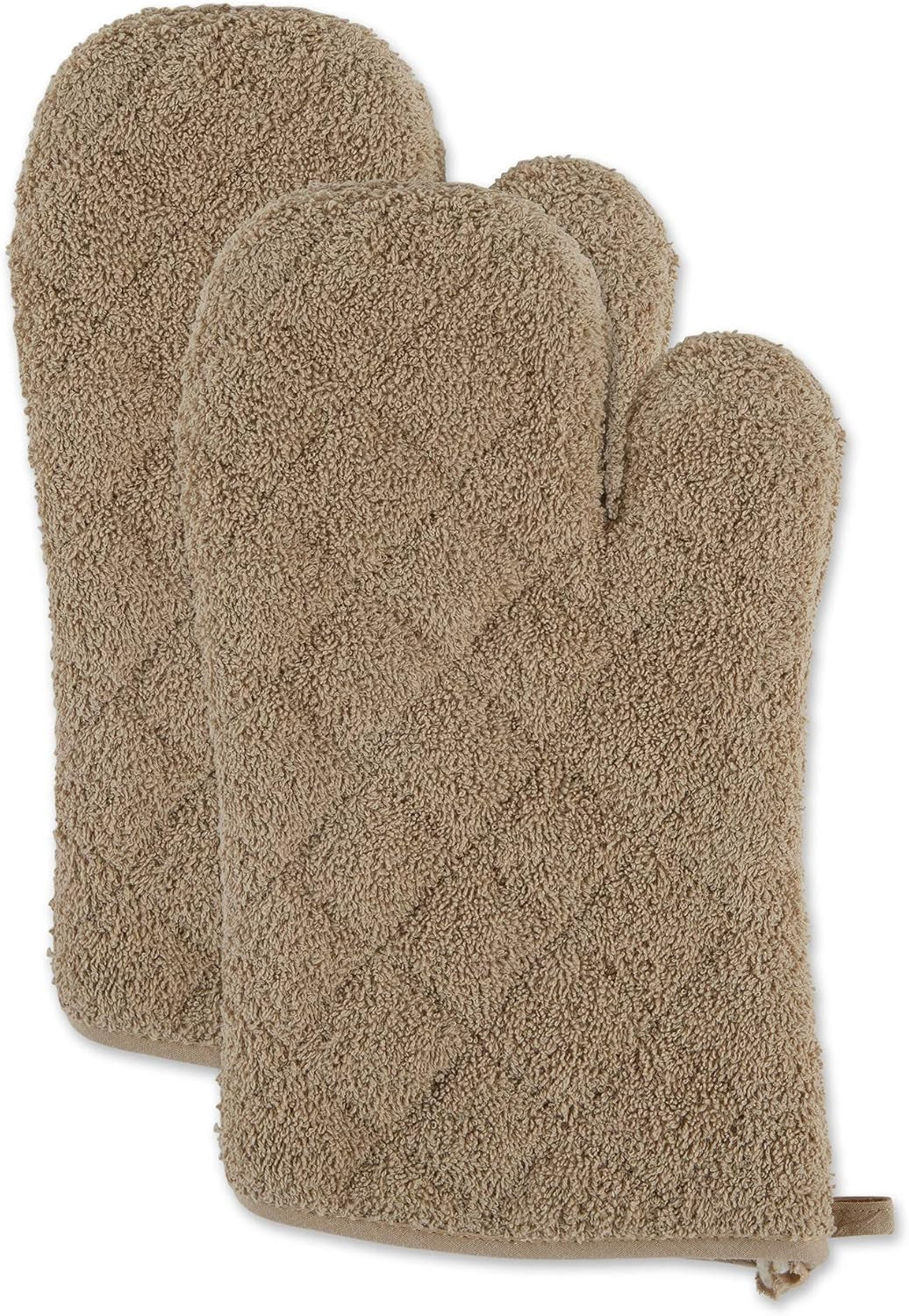 Basic Terry Collection 100% Cotton Quilted, Oven Mitt, Stone, 2 Piece