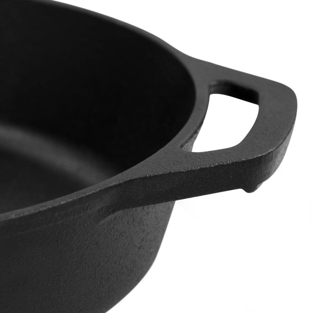 12 In. round Pre Seasoned Cast Iron Frying Pan in Black